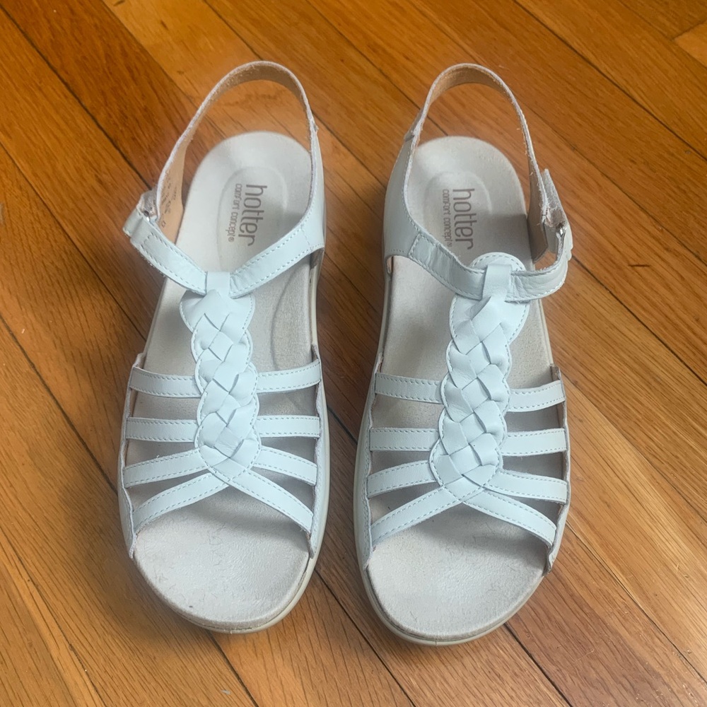 Hotter Jenna Women’s White Leather Gladiator Sandals - Size 10